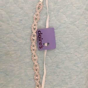 Rhinestone headband with white elastic